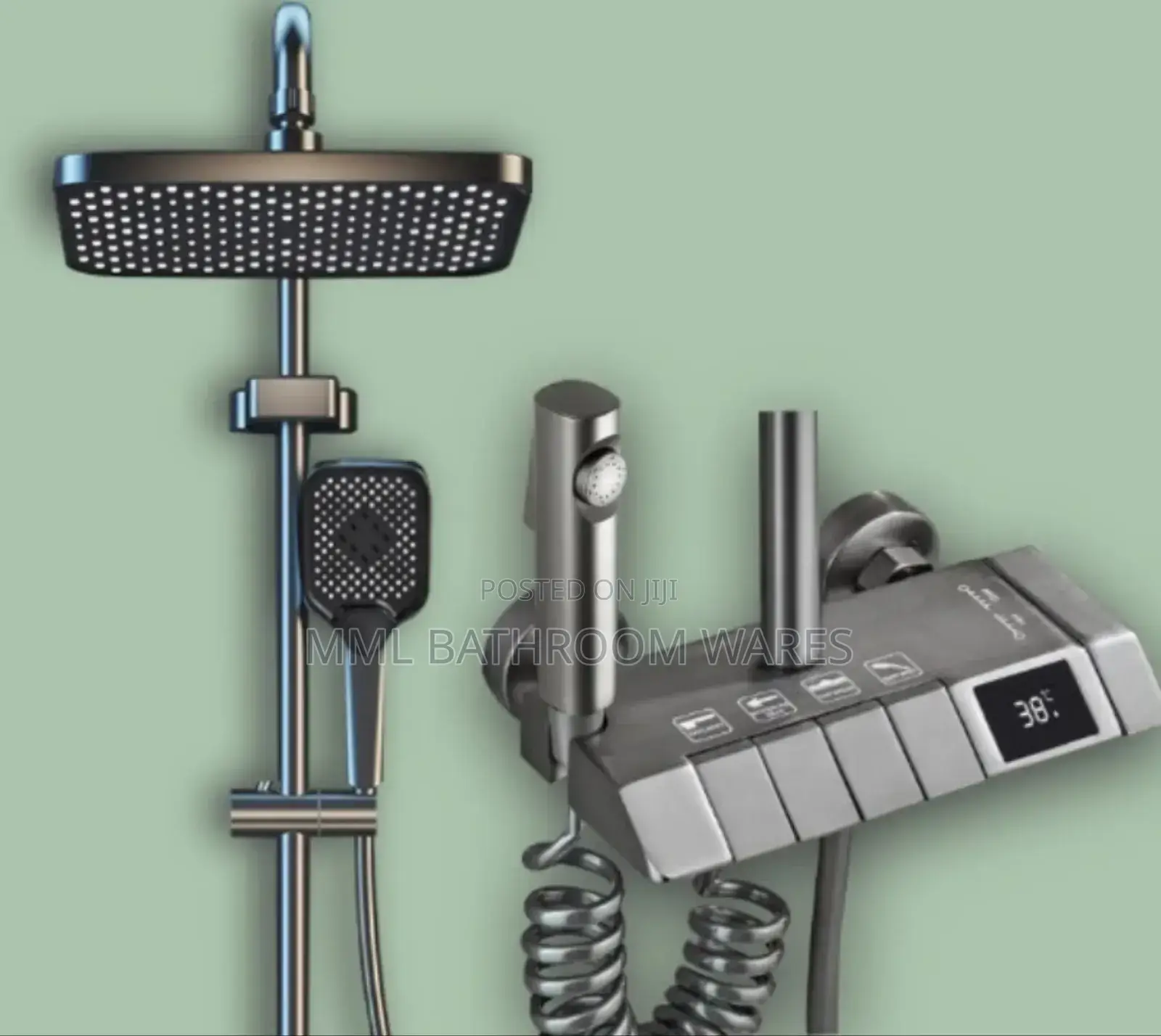 Luxury Gray Shower Mixers With Digital Display - 4-Function