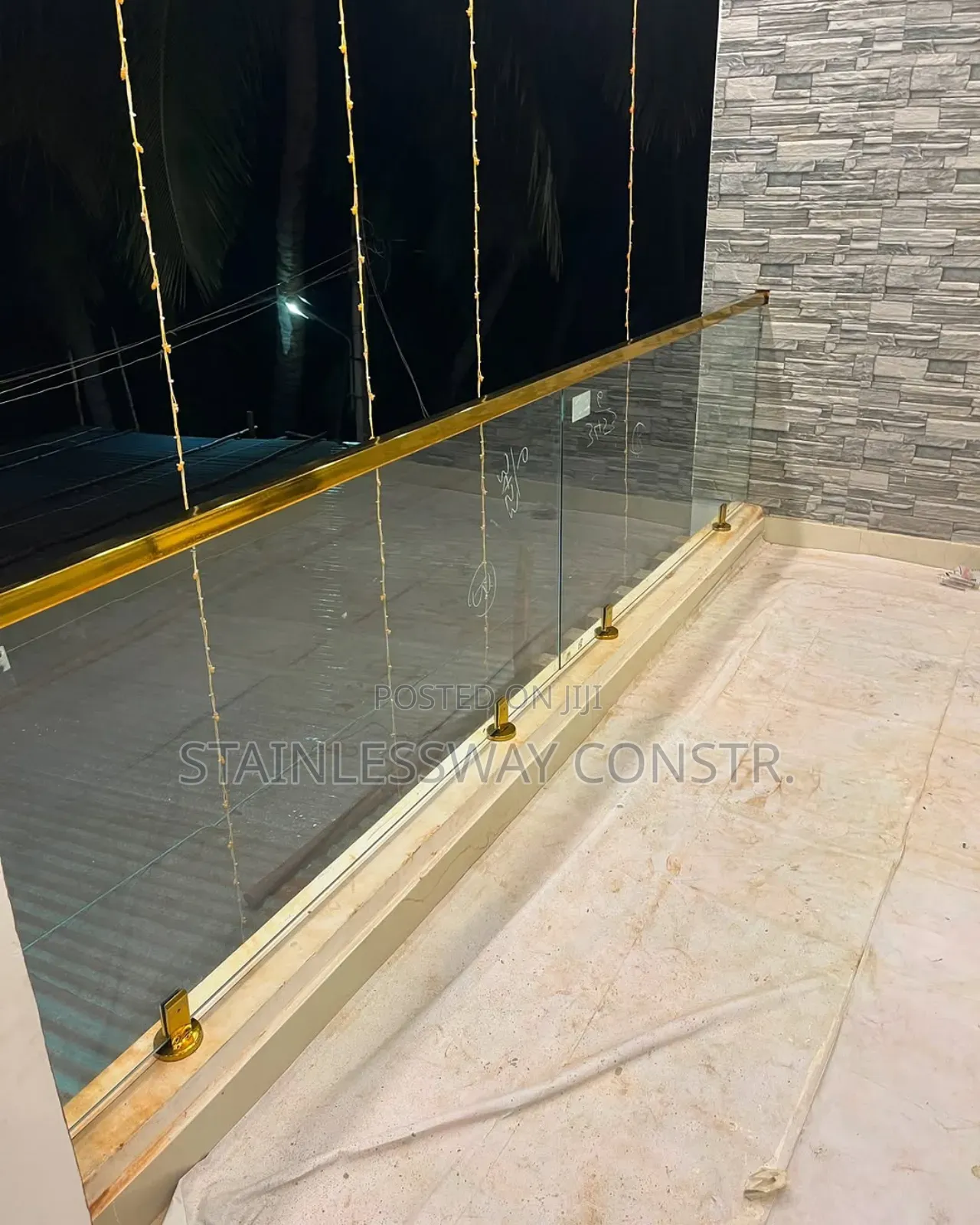 Glass Balcony Railing Tux With Gold Top