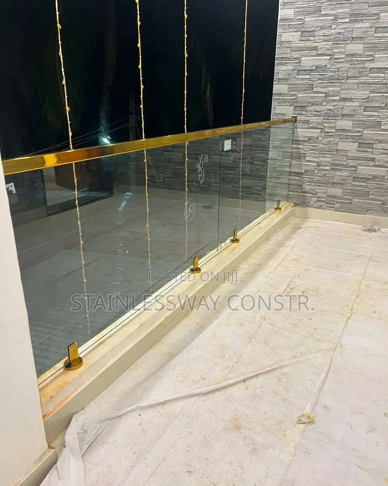 Glass Balcony Railing Tux With Gold Top