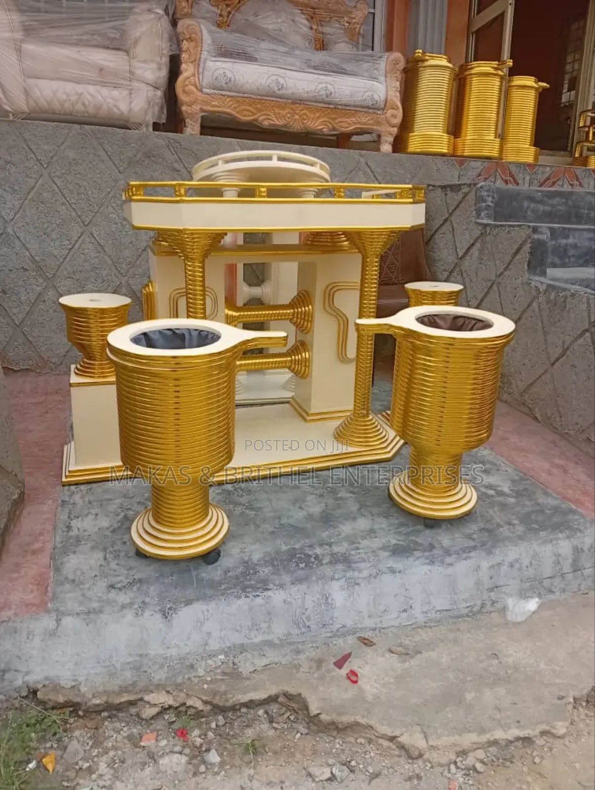 Pulpit, Offering Drums and Flower Vase