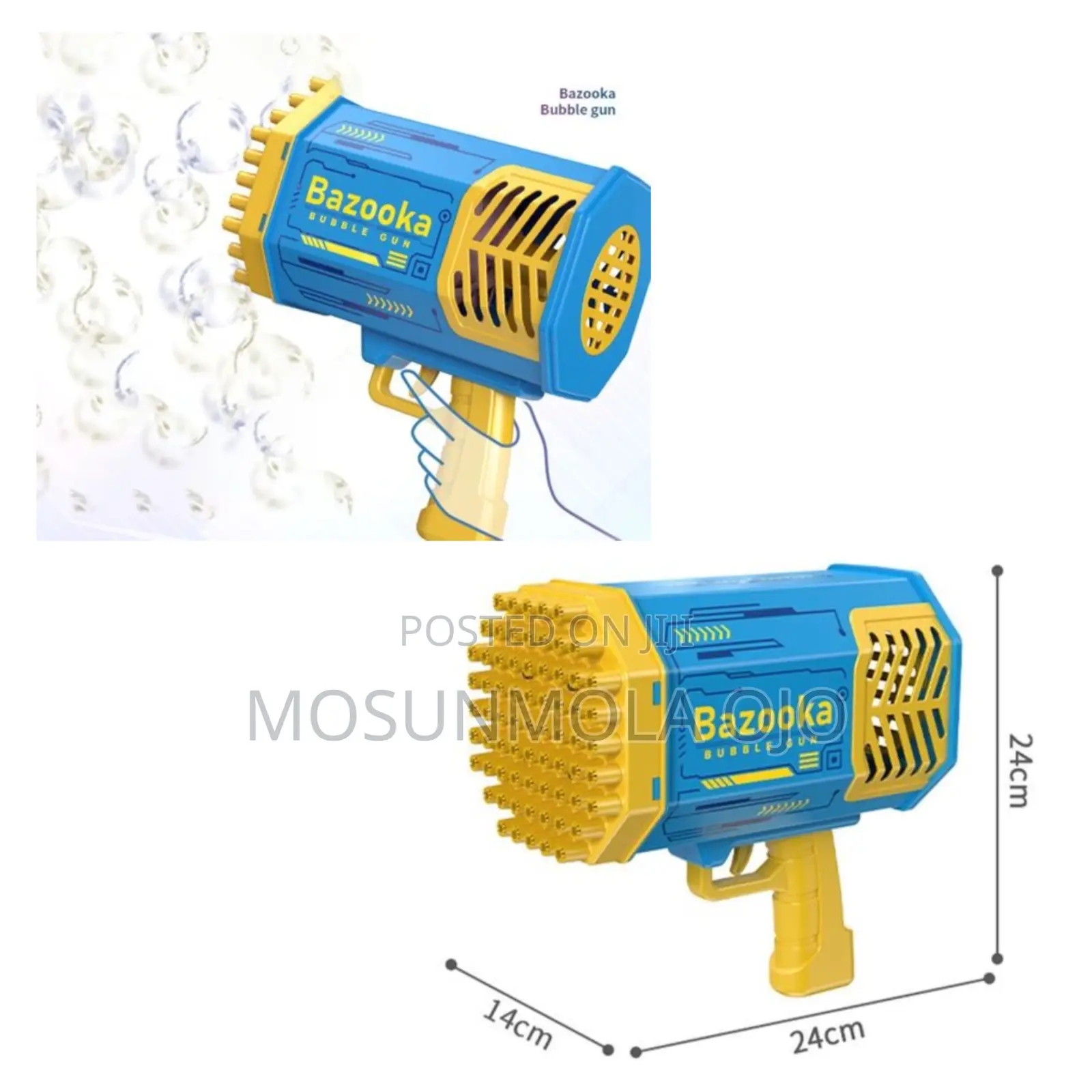 Children's Handheld Bazooka Bubble Machine-Blue Yellow