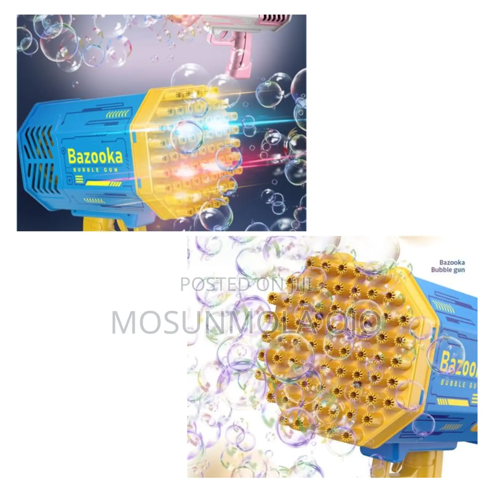 Children's Handheld Bazooka Bubble Machine-Blue Yellow