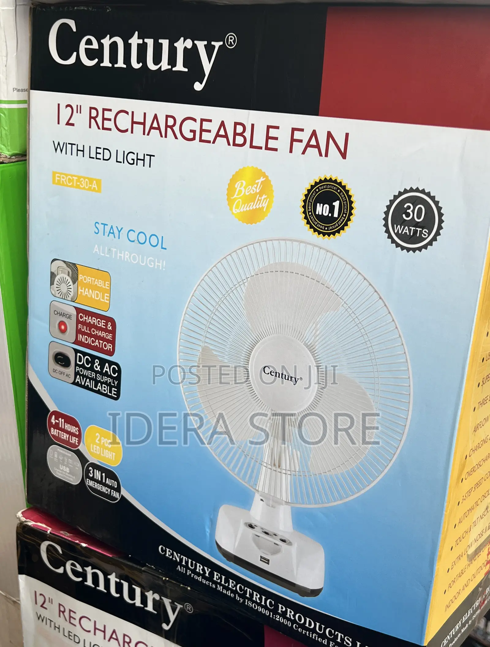 Century Rechargeable Table Fan 12 Inches