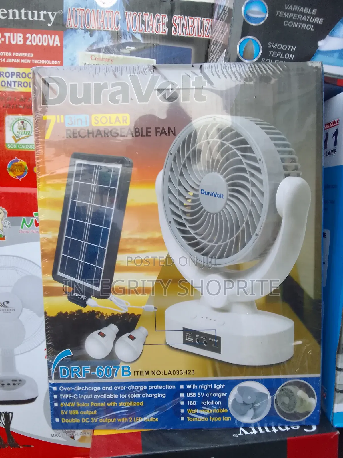 Duravolt 3 Solar Rechargeable Fan