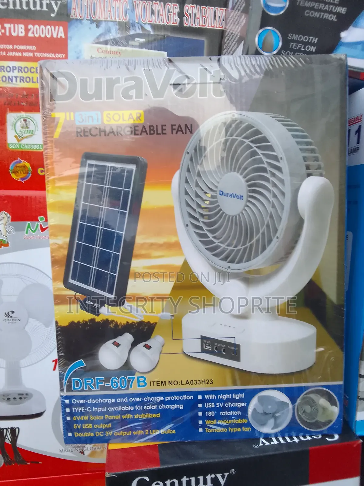 Duravolt 3 Solar Rechargeable Fan