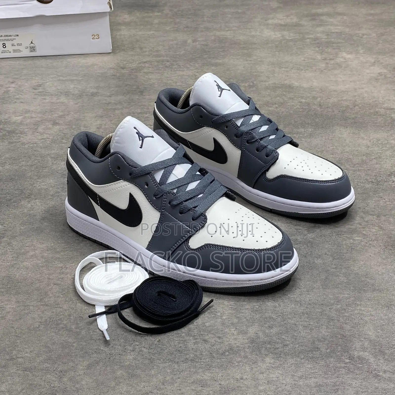 Original Air Jordan 1 Low Sail Dark Grey Sneakers