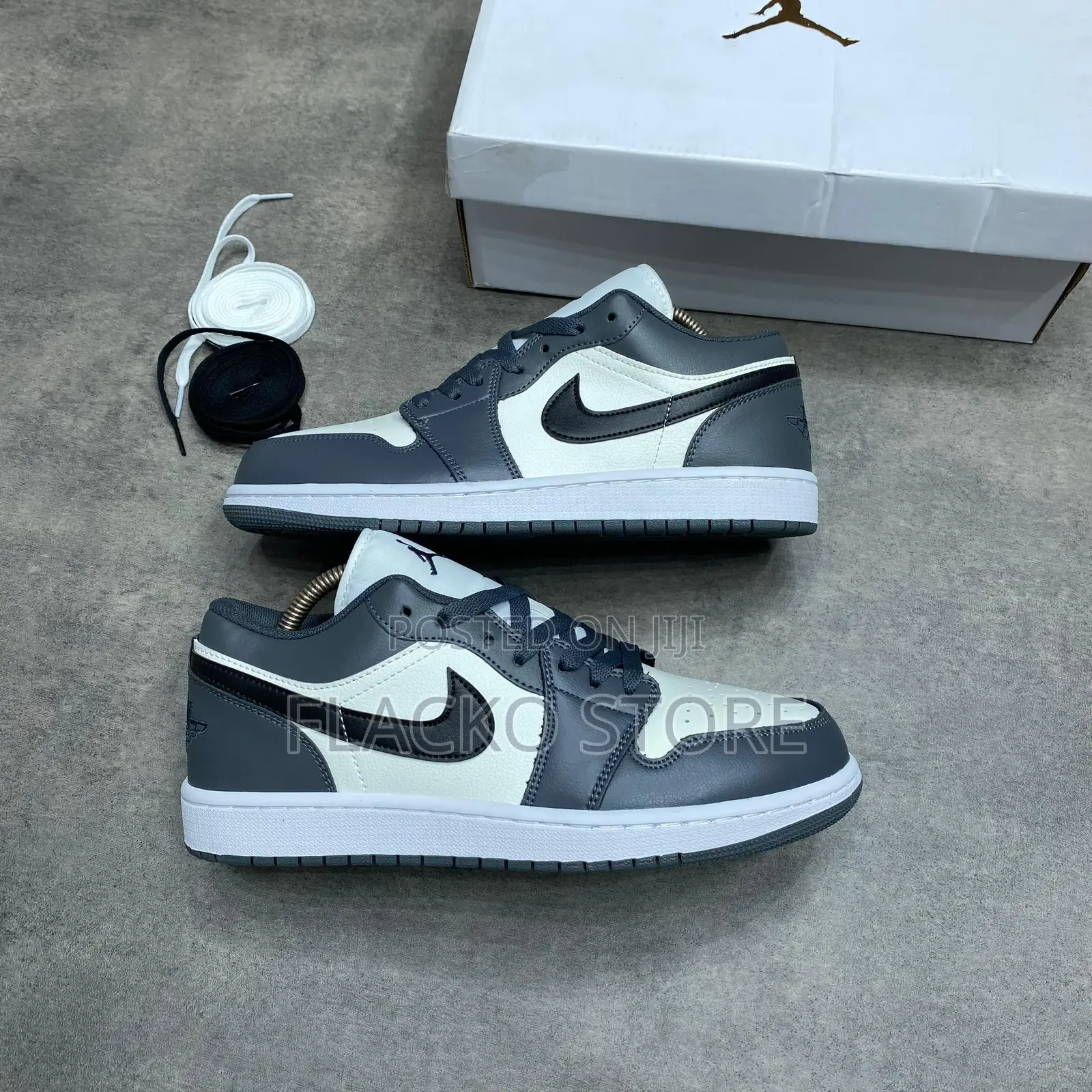 Original Air Jordan 1 Low Sail Dark Grey Sneakers