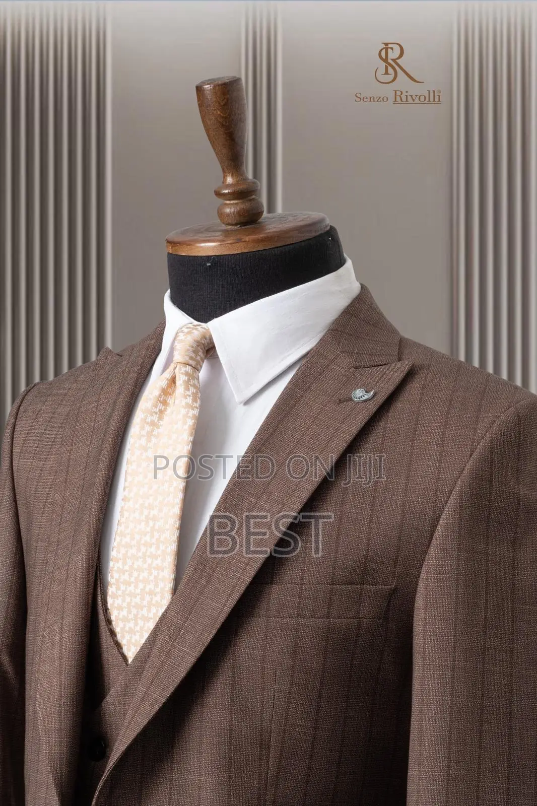 Top Quality 3pis Brown Stripes Suits For Official Class