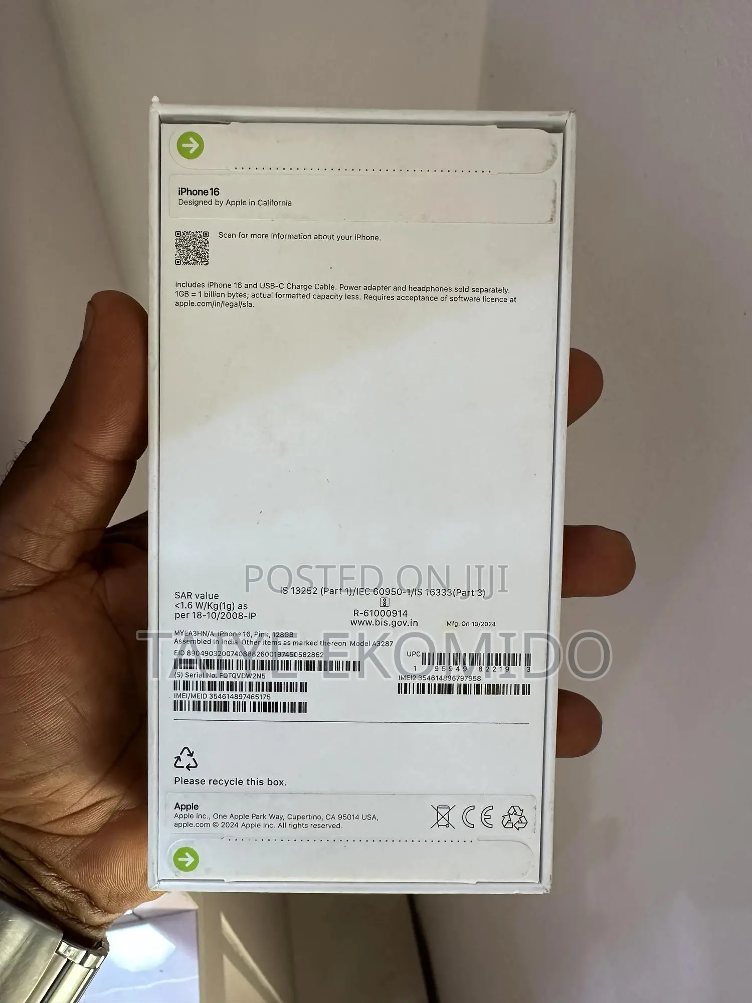 New Apple iPhone 16 128 GB Pink