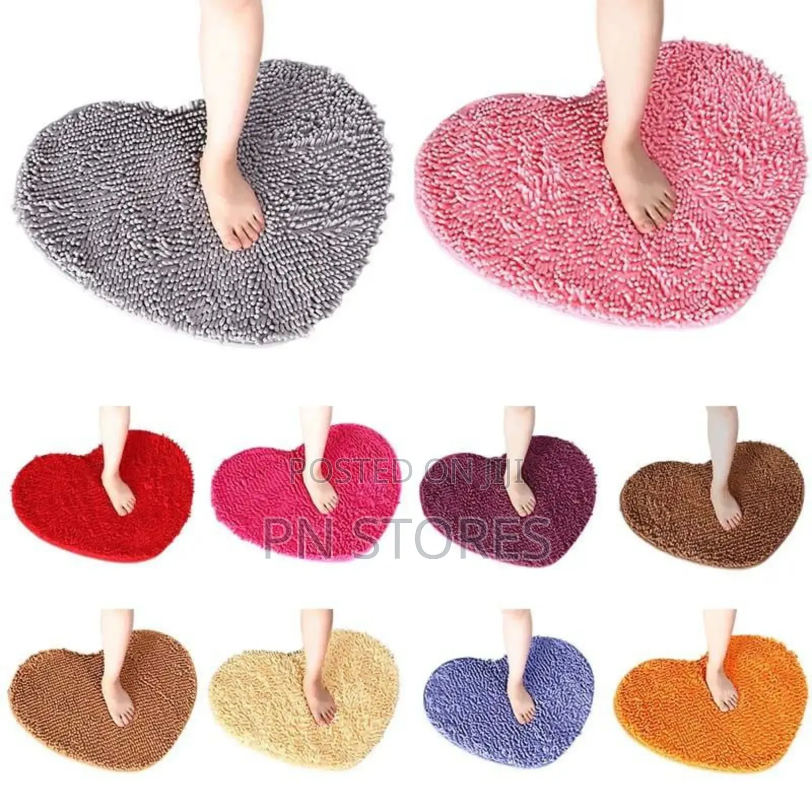 Fluffy Foot Mat Heart Shaped