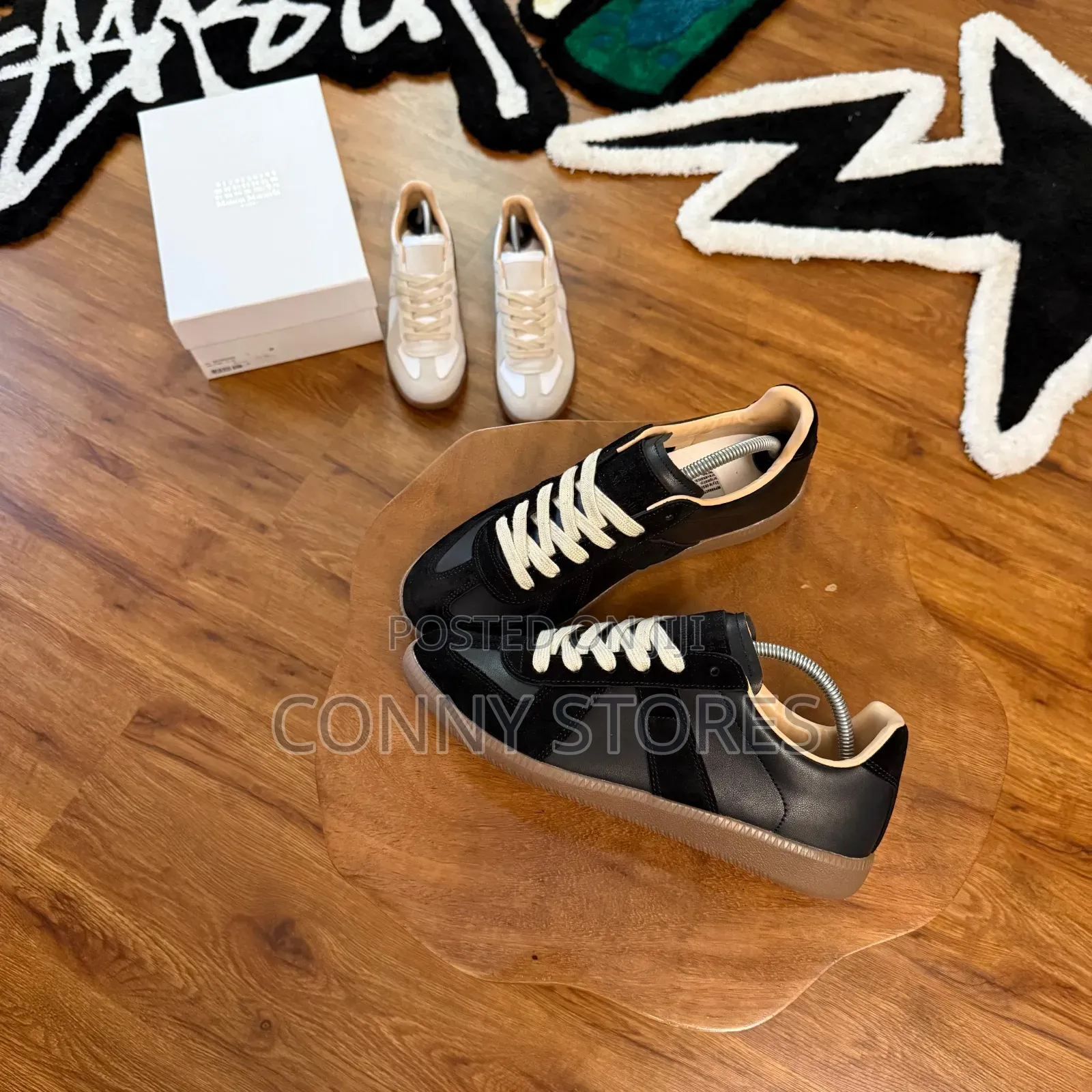 Maison Margiela Replica Sneakers in Black Leather and Suede