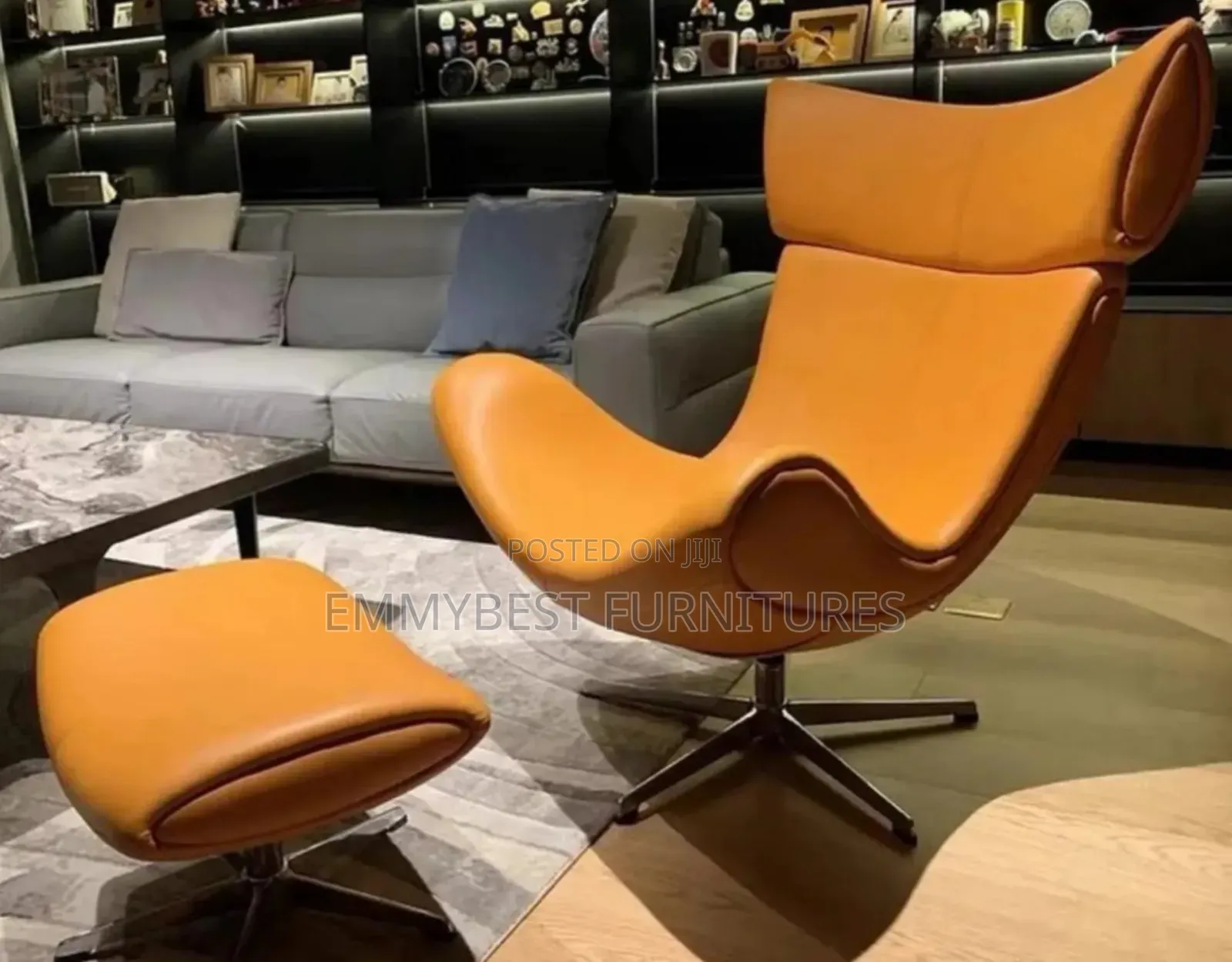 Luxurious Accent Chair With Footrest.