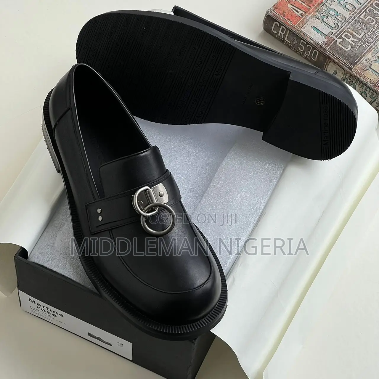 Martin Rose Black Bulb Toe Ring Loafers