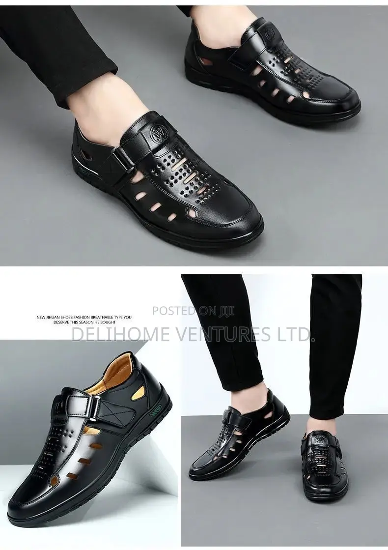 Men's Breathable Leather Sandals With Anti-Slip Sole