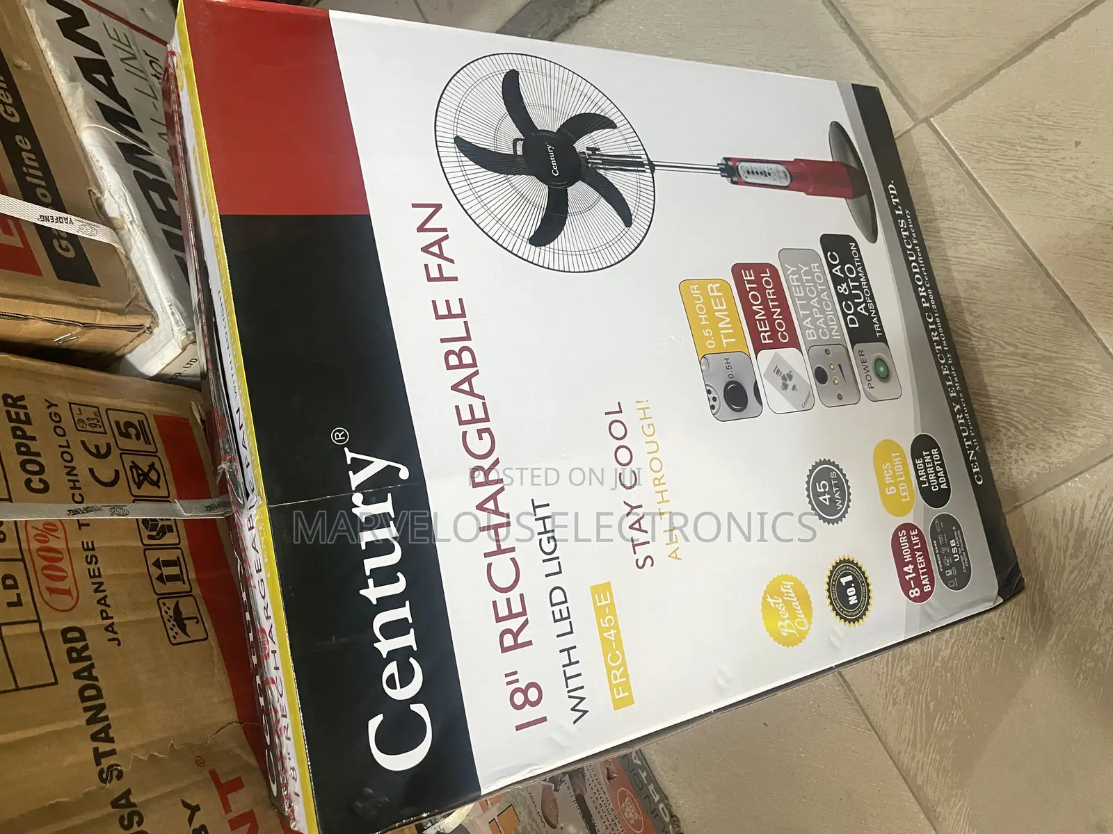 Brand New Century 18inch Rechargeable Standing Fan