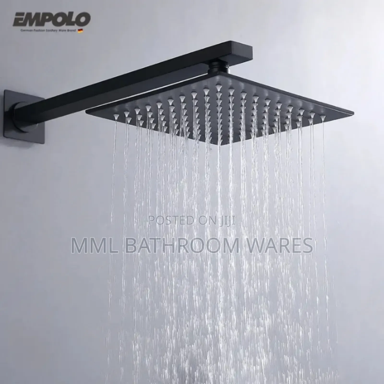 Black Concealed Rainfall Shower Mixer Set