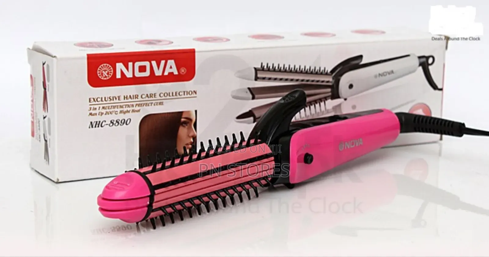 NOVA 3 in 1 Hair Straightner + Curler + Brush