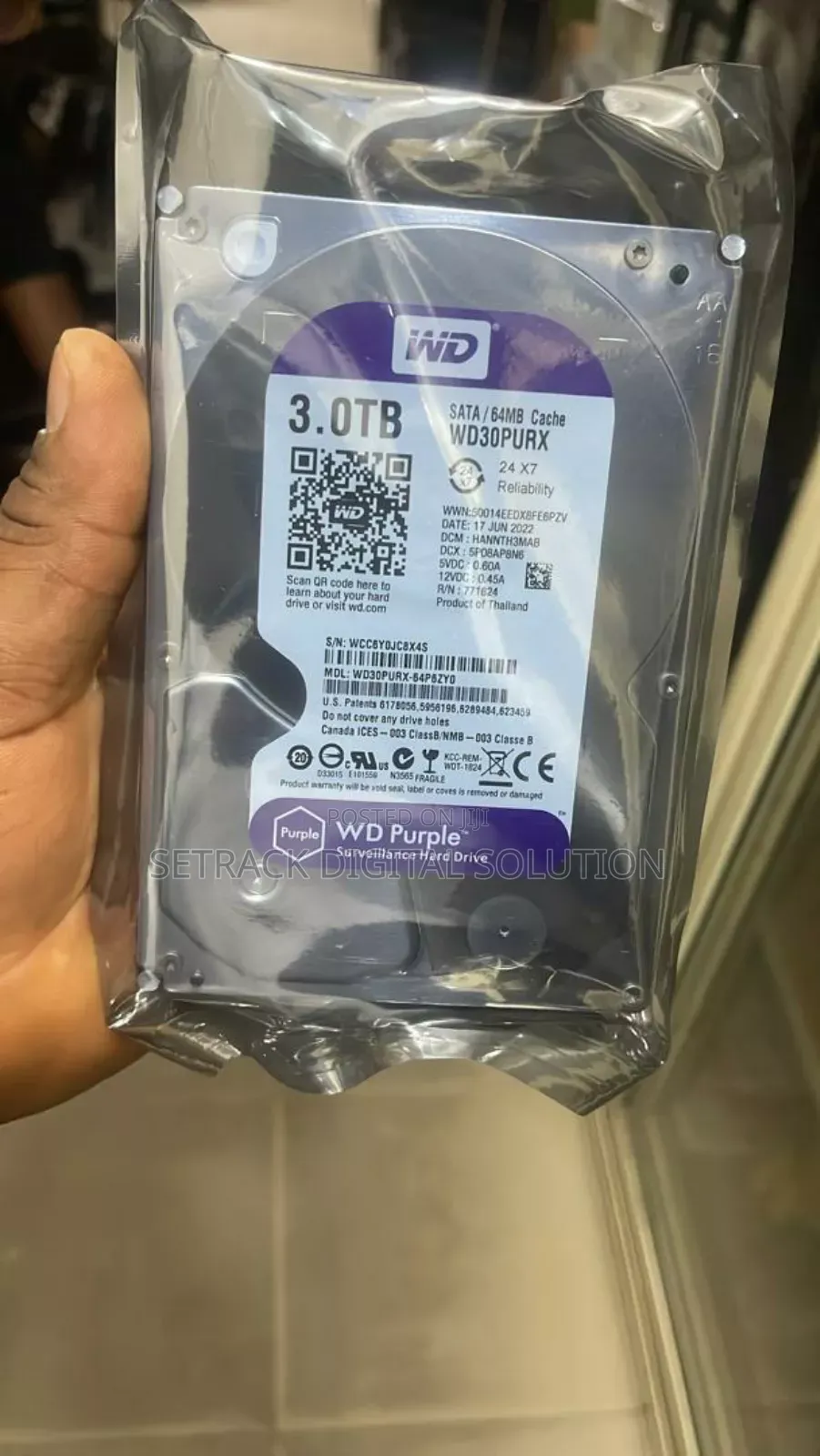 Western Digital 3tb Purple Surveillance Hard Drive-sata