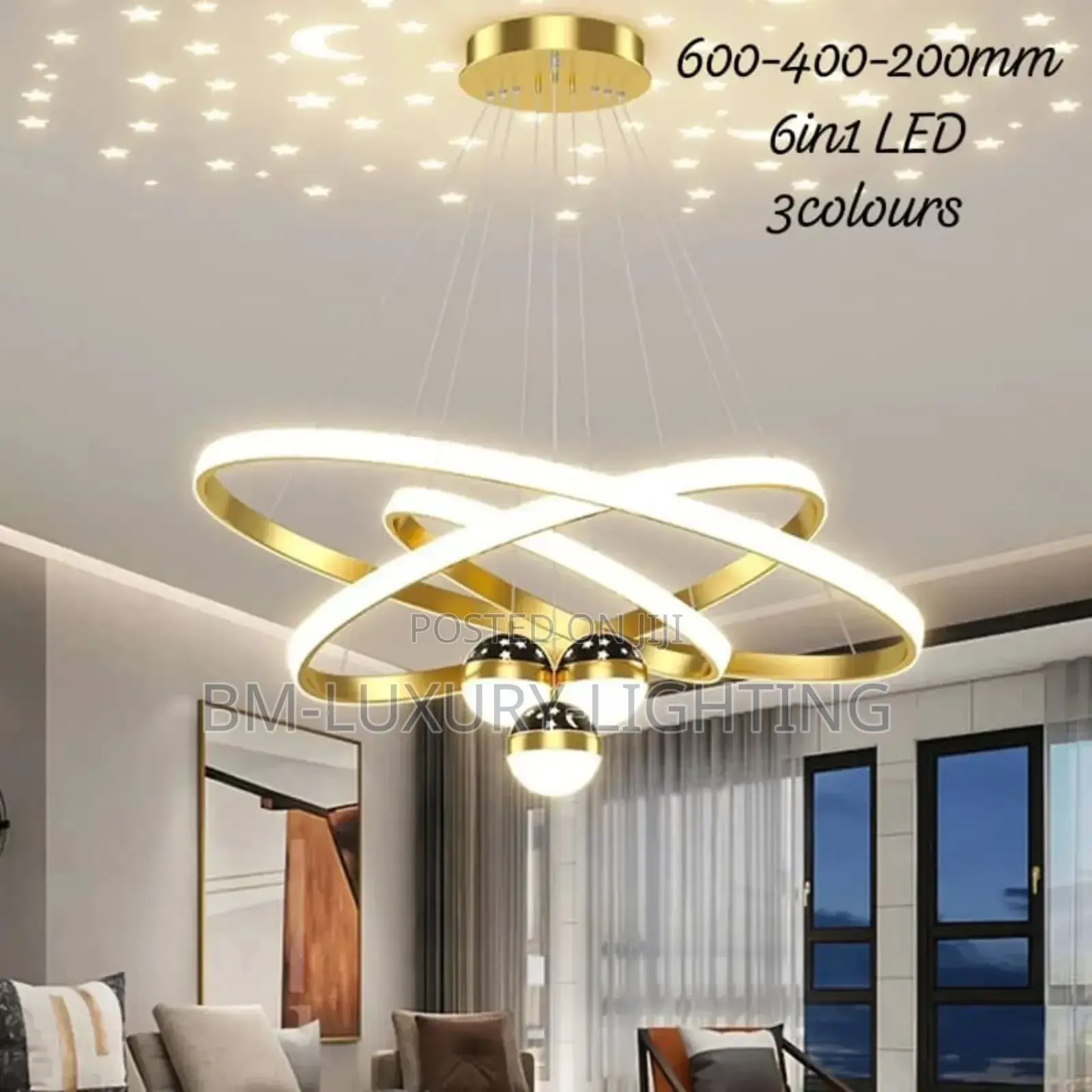 Luxury Star 3 Ring + 3 Drop Chandelier