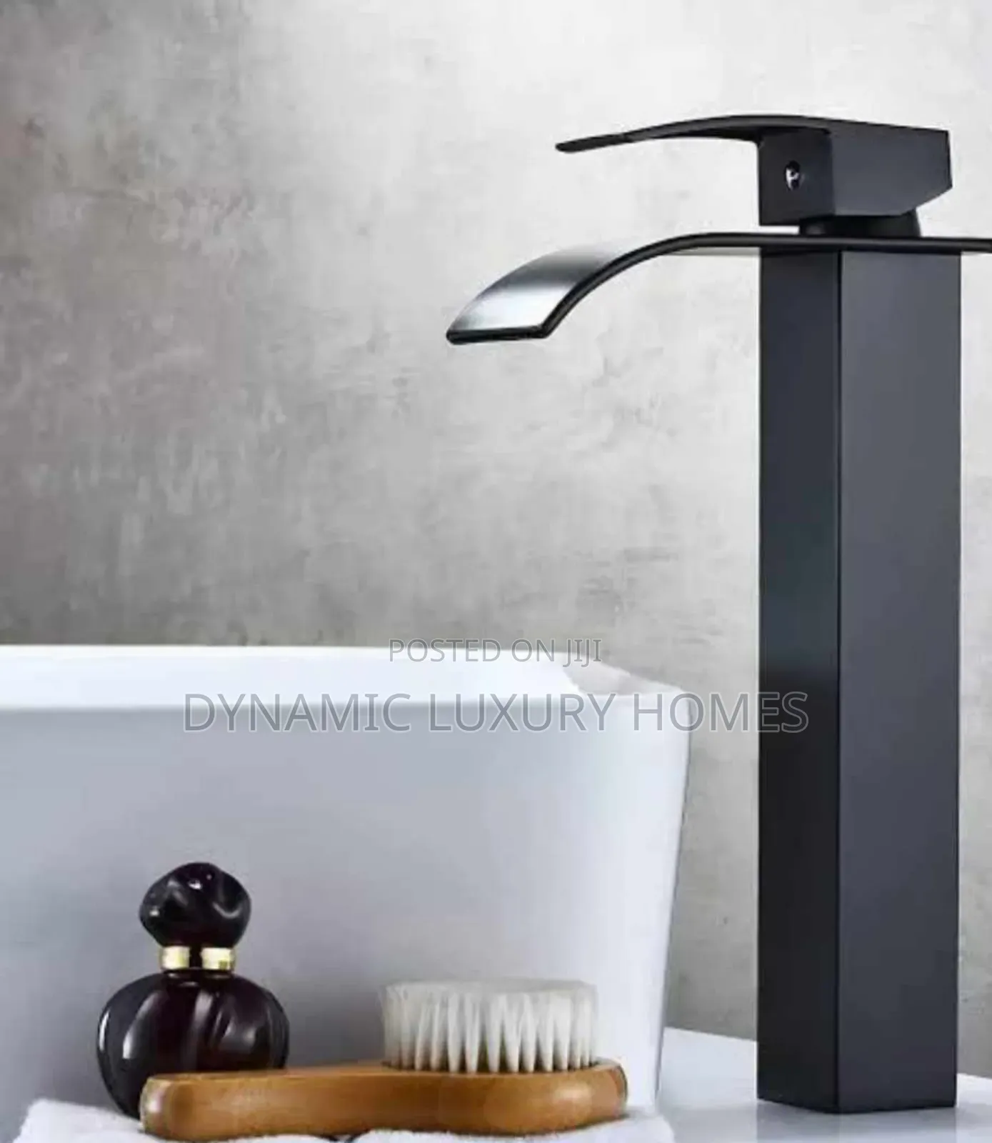 Waterfall Black Countertop Mixer Faucet