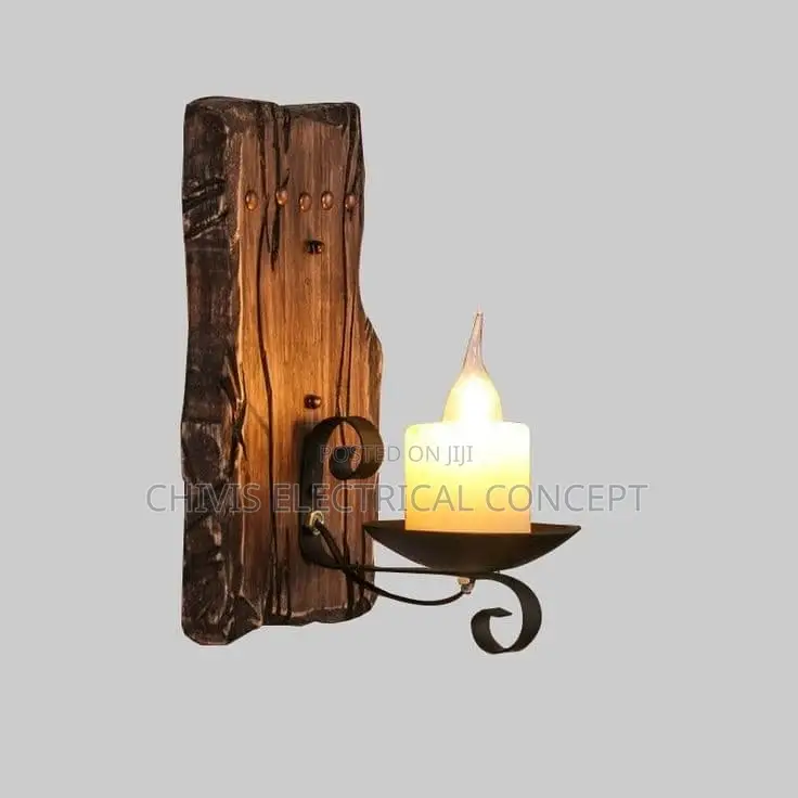 Vintage LED Wall Lamp Iron Wood Restuarant Wall Sconces