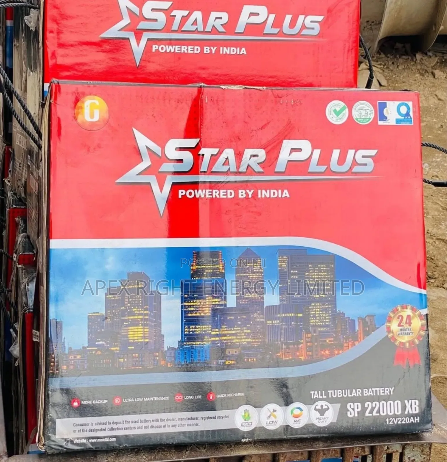 220ah Star-plus Tall Tubular Battery 12volts