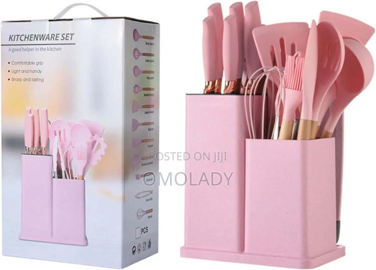 19 PCS Kitchen Cooking Utensils and Knife Set With Block
