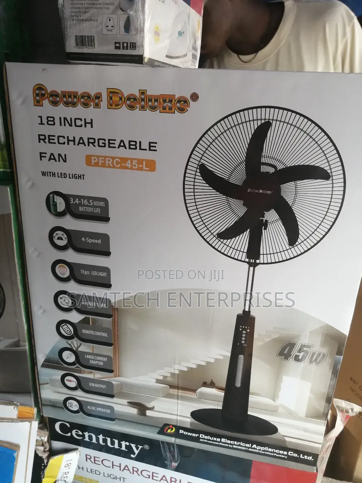 Power Deluxe 18" Reachable Fan With Led Light
