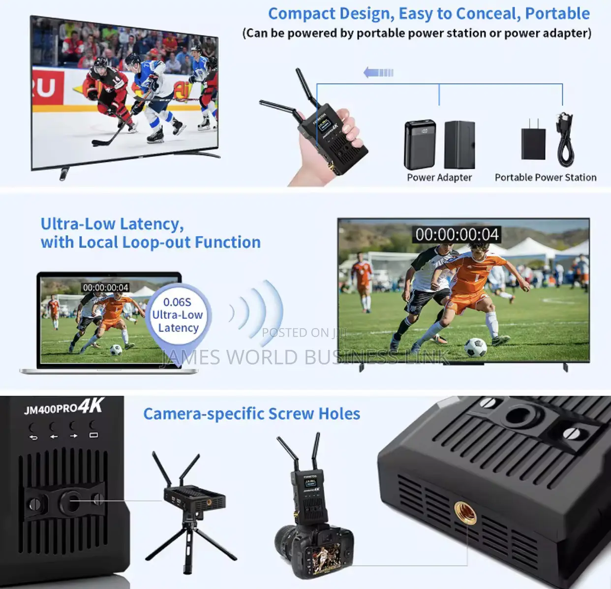 Jm400 Pro Sdi and Hdmi Wireless Video Transmitter/Extender 1000ft