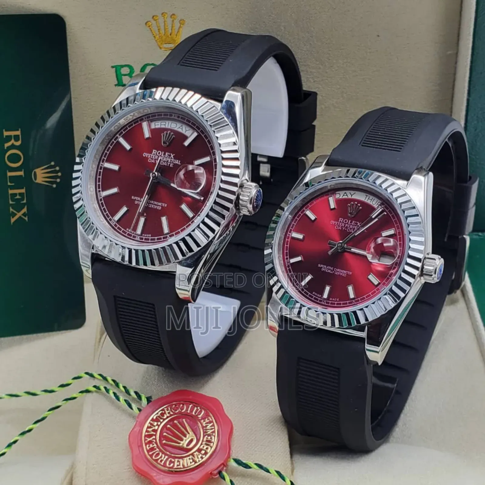 Oyster Perpetual Black Strap Couples Sport Watches