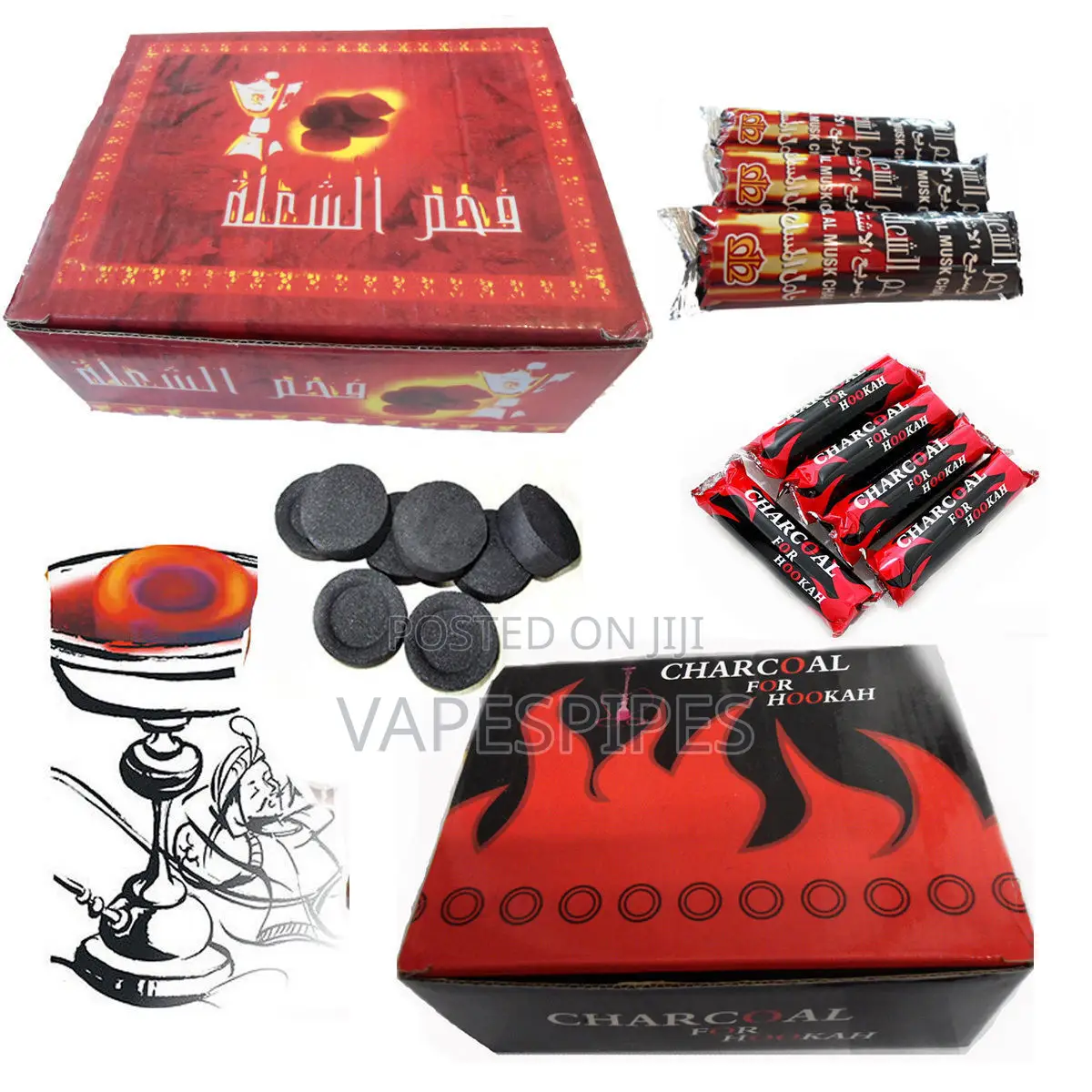 Hookah Charcoal Shisha Coal Quick Light 100 PCS Discs BOX