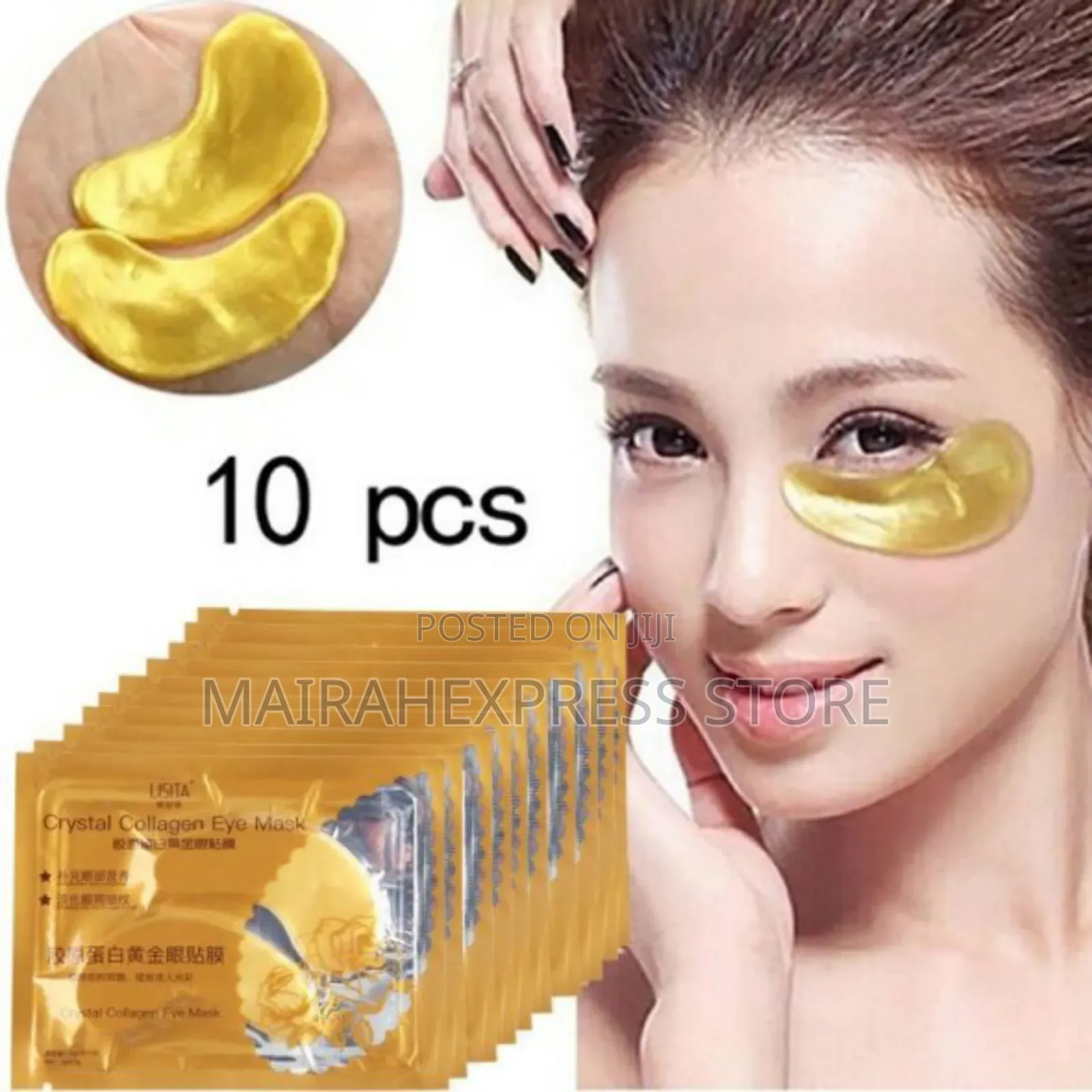 10pcs Gold Collagen Smooth Elastic Eye Mask