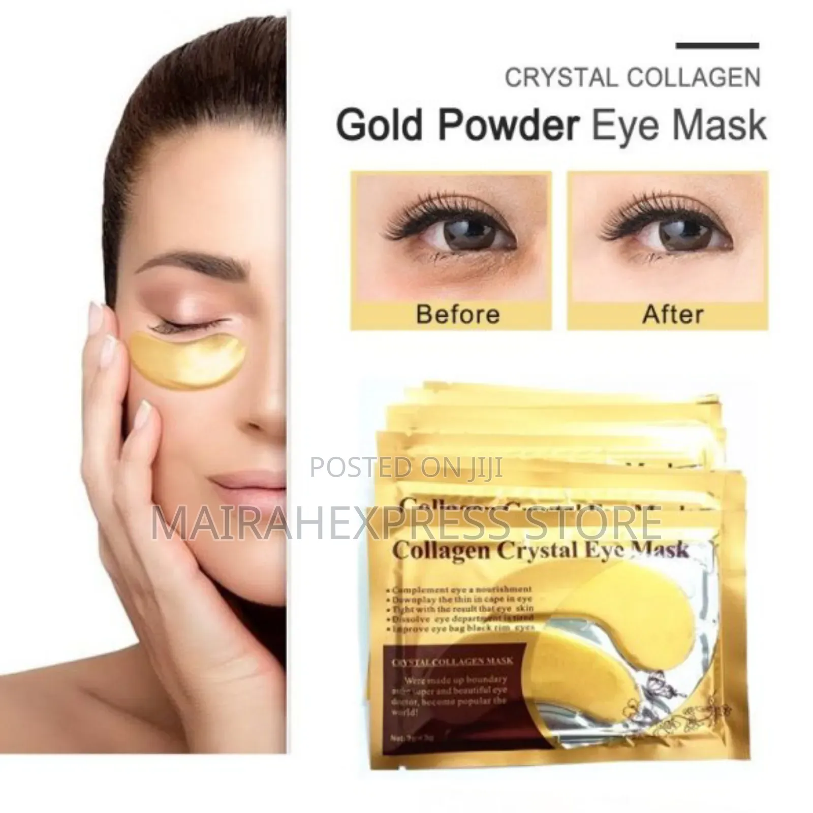 10pcs Gold Collagen Smooth Elastic Eye Mask
