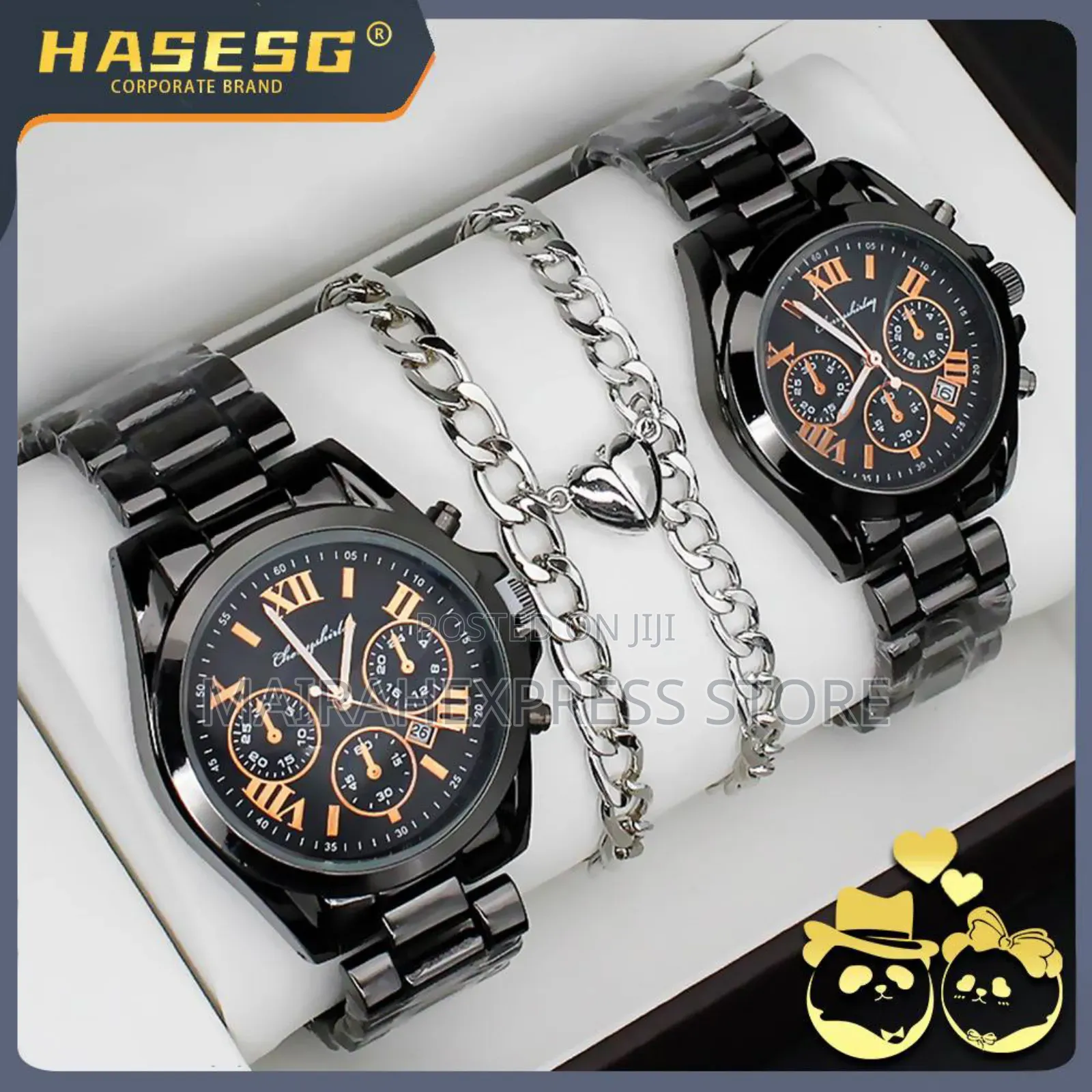 Forevermore Couple Black Titanium Steel Posh Gift Set