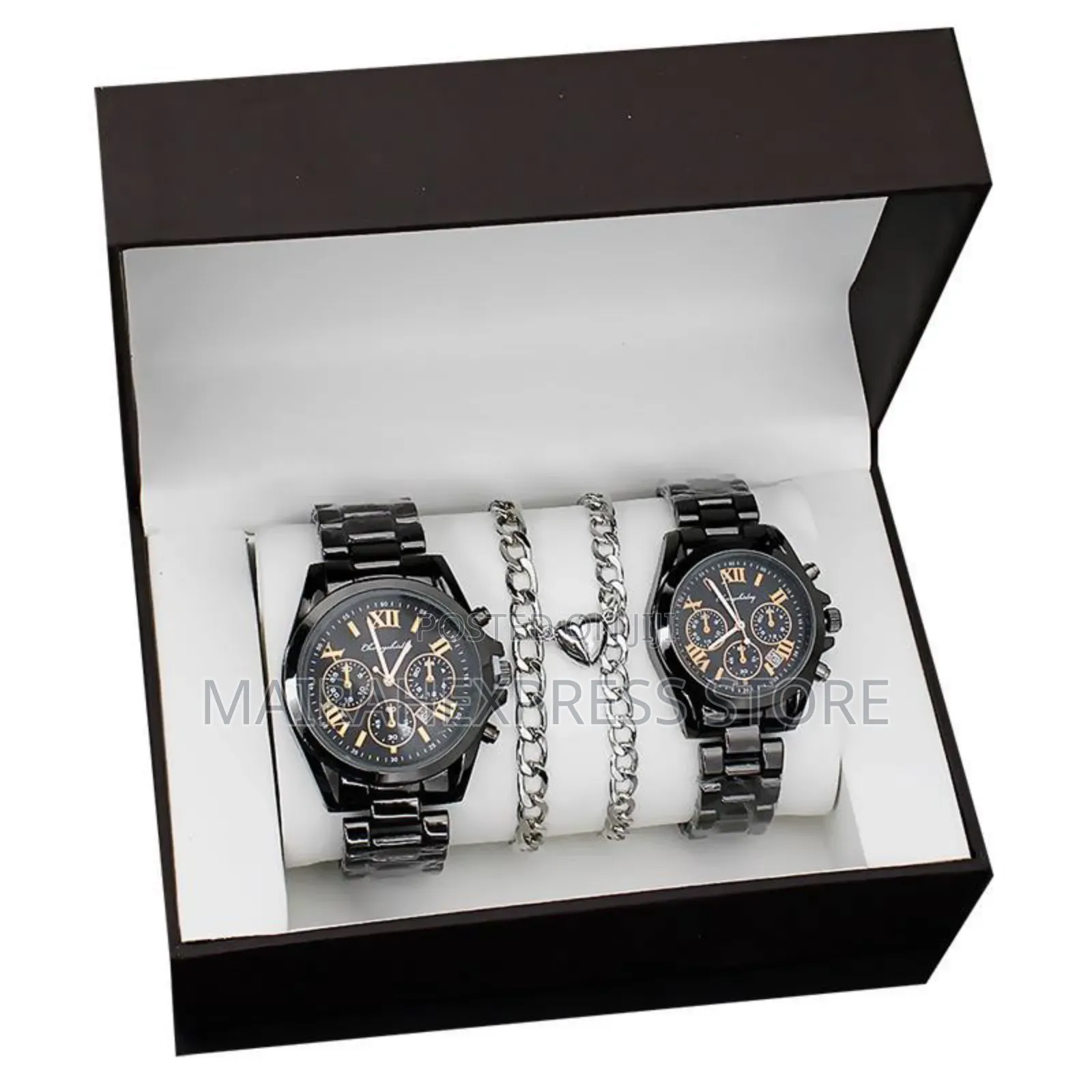 Forevermore Couple Black Titanium Steel Posh Gift Set