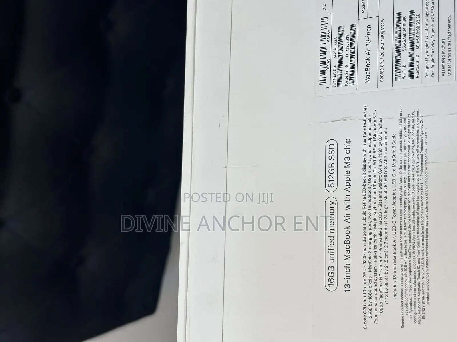 New Laptop Apple MacBook Air 2024 M3 16GB Apple M3 SSD 512GB