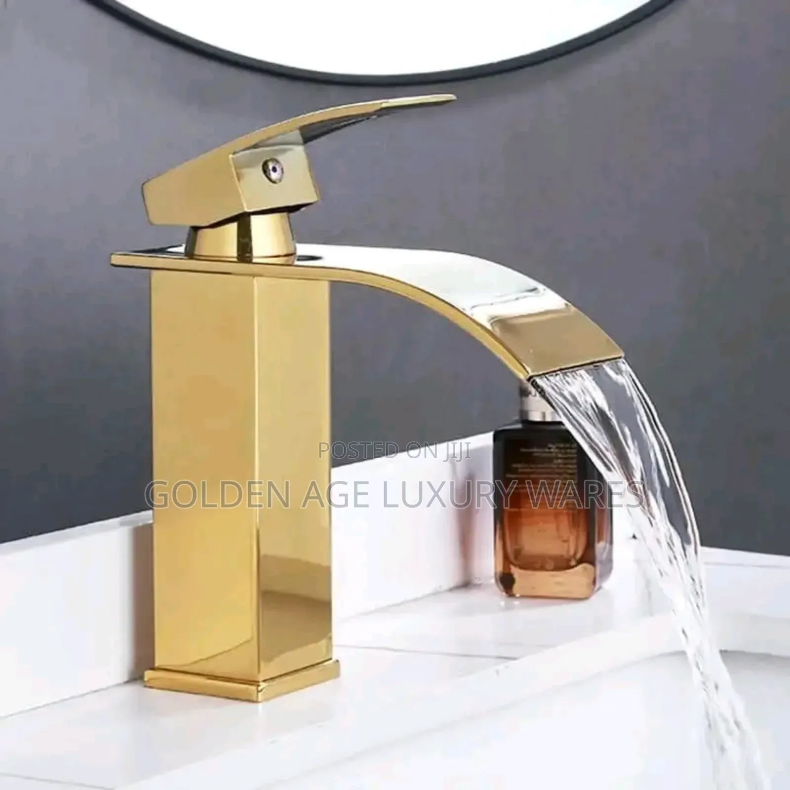 Short Gold Waterfall Basin Mixer