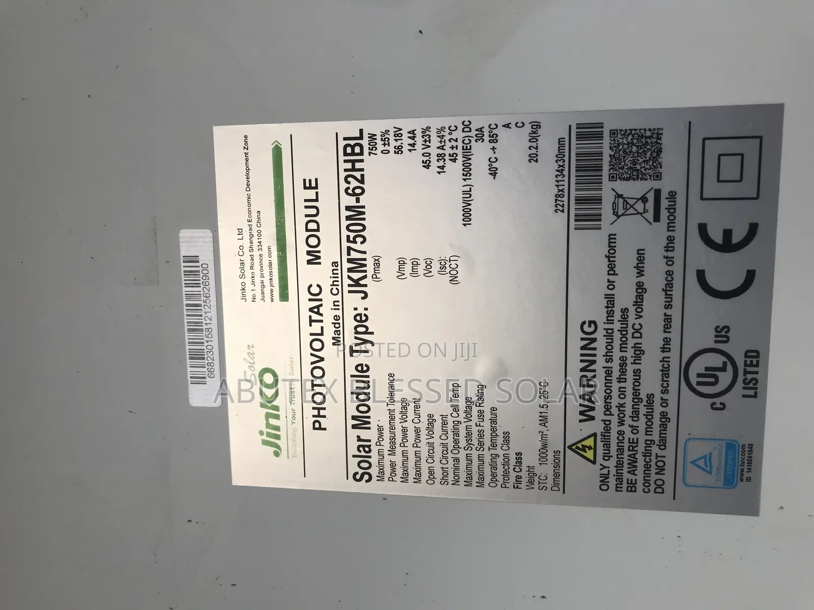 750watt Jinko Solar Panel Mono