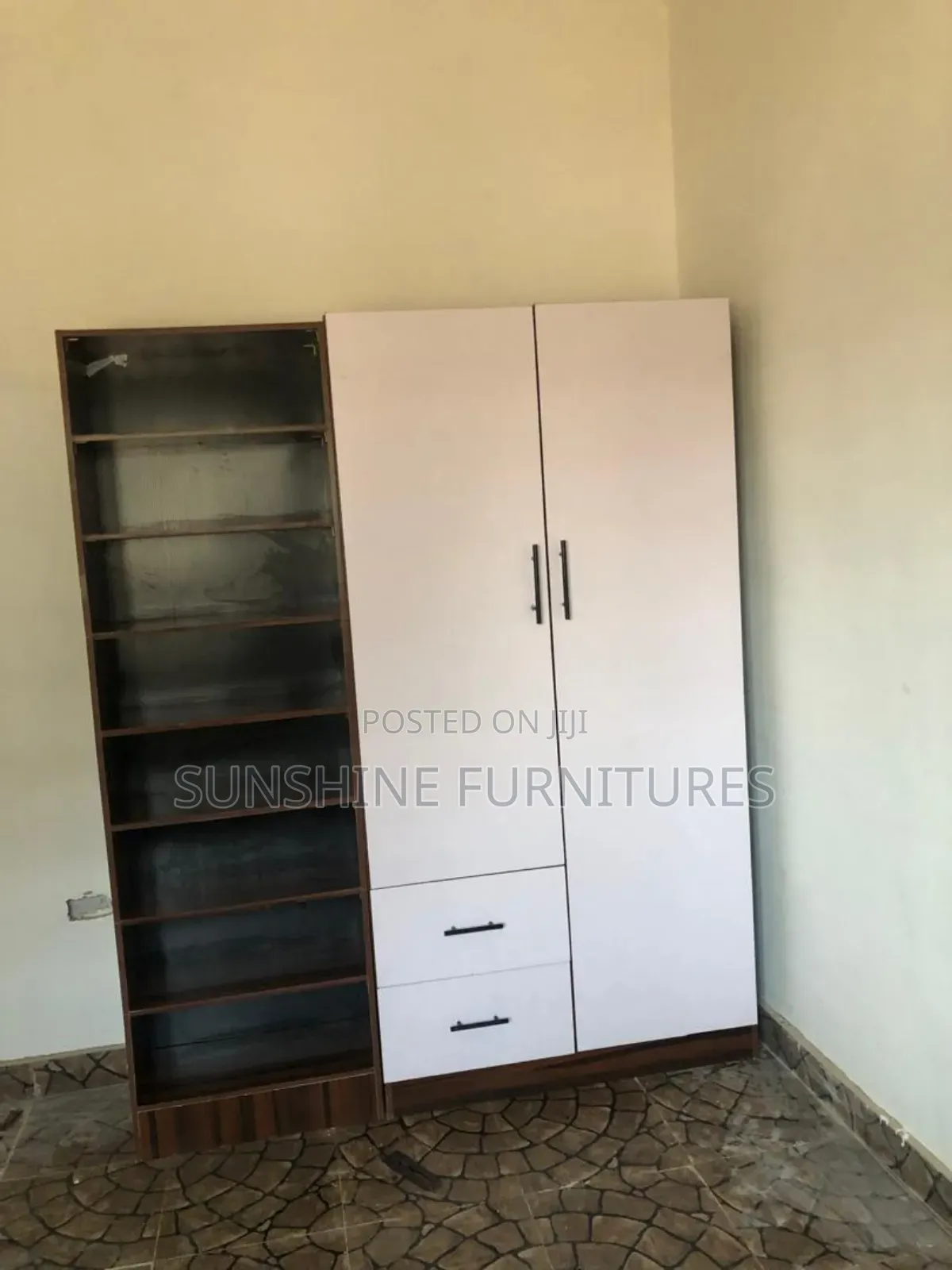 2 Door Wardrobe With Shoe/ Bag Rack Set