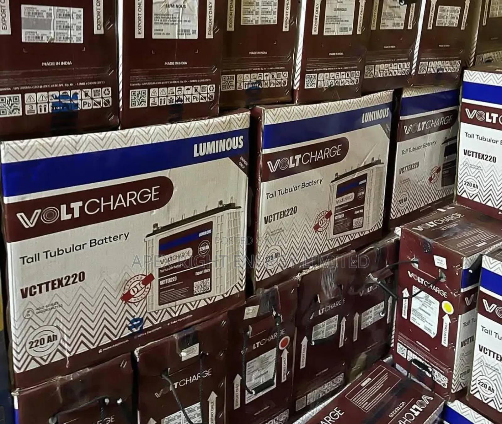 220ah 12v Luminous Voltcharge Tubular Battery