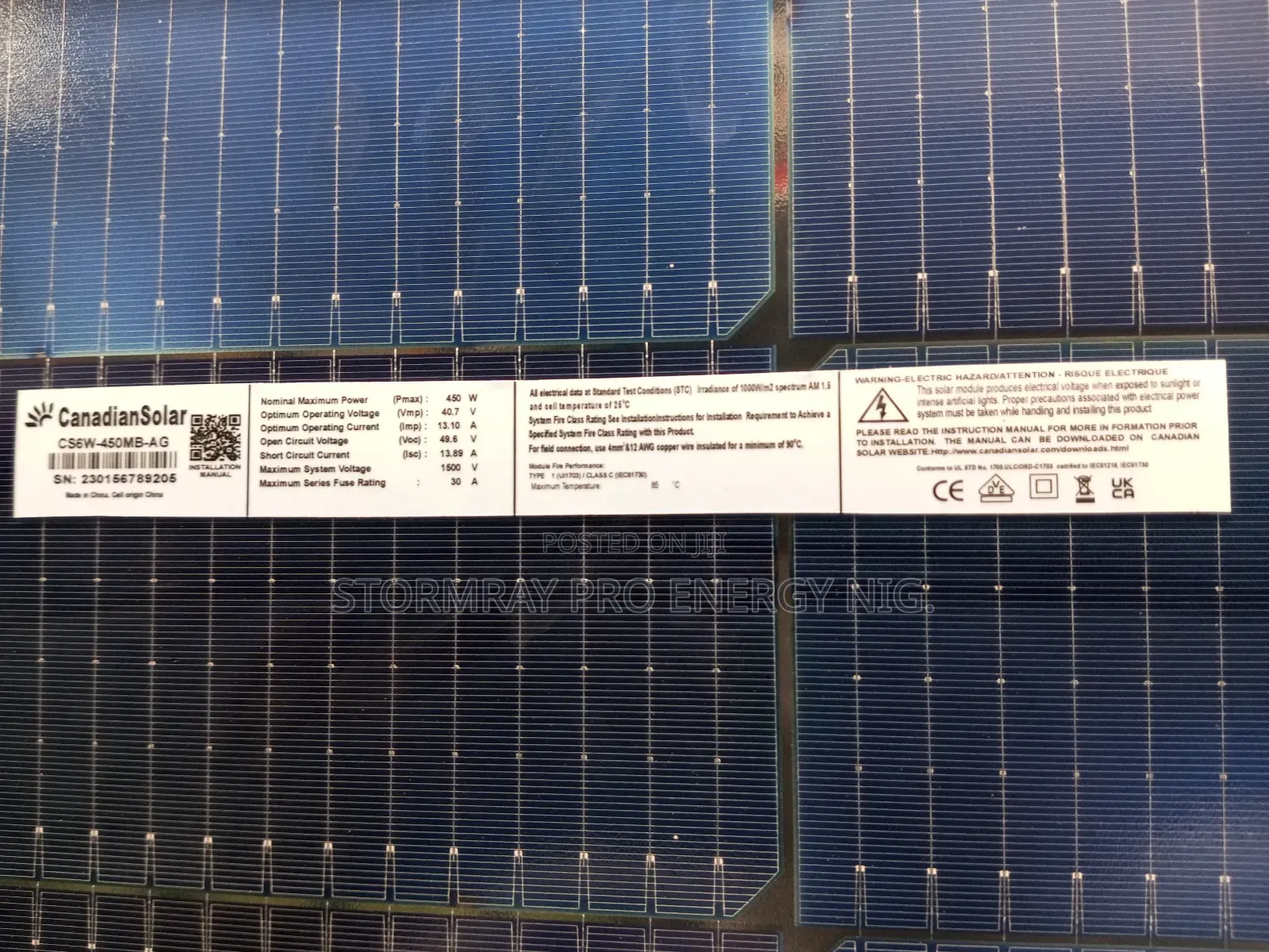 450w All Black Canadian Solar Panels