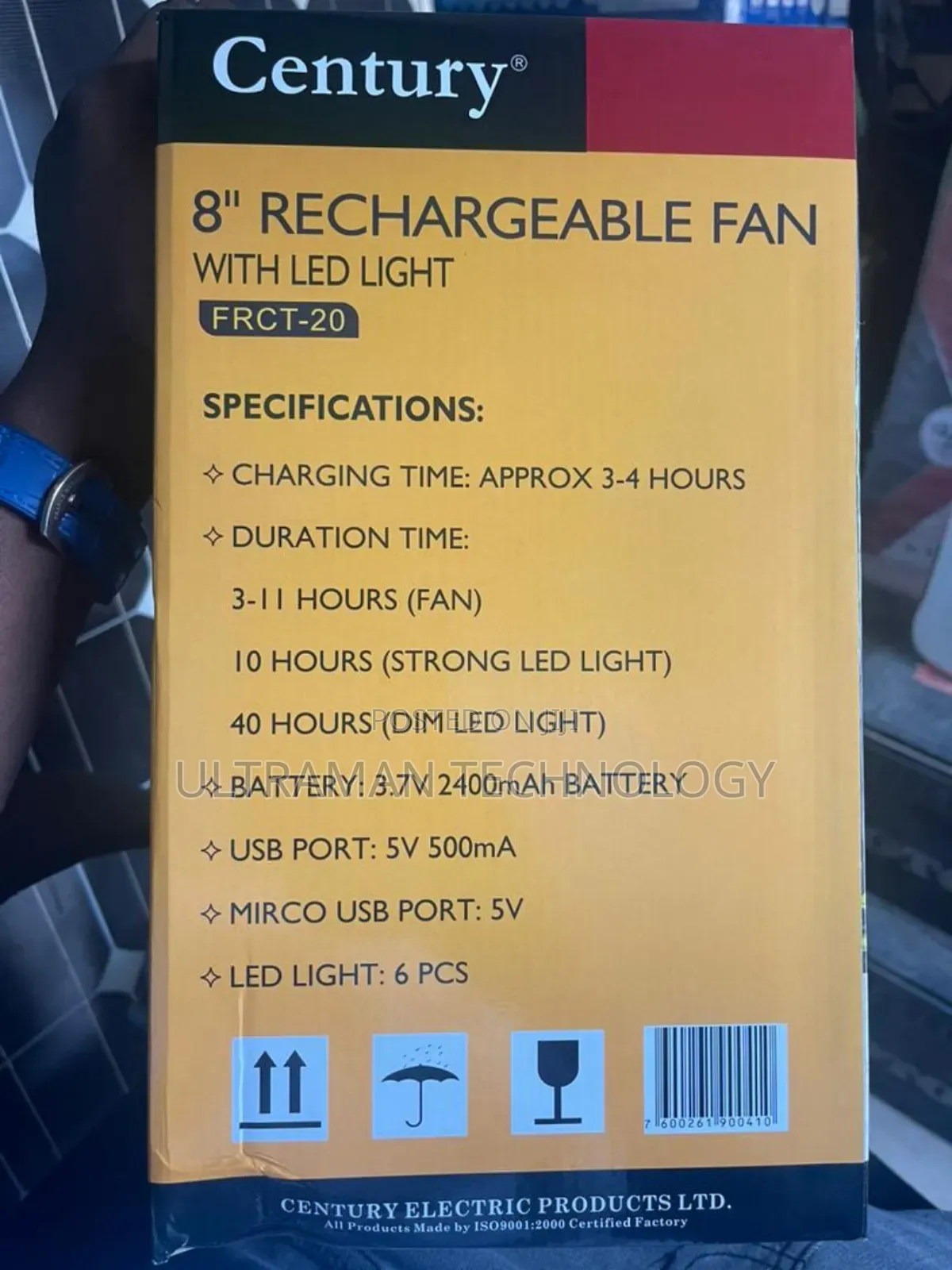 Rechargeable Table Fan 8inches