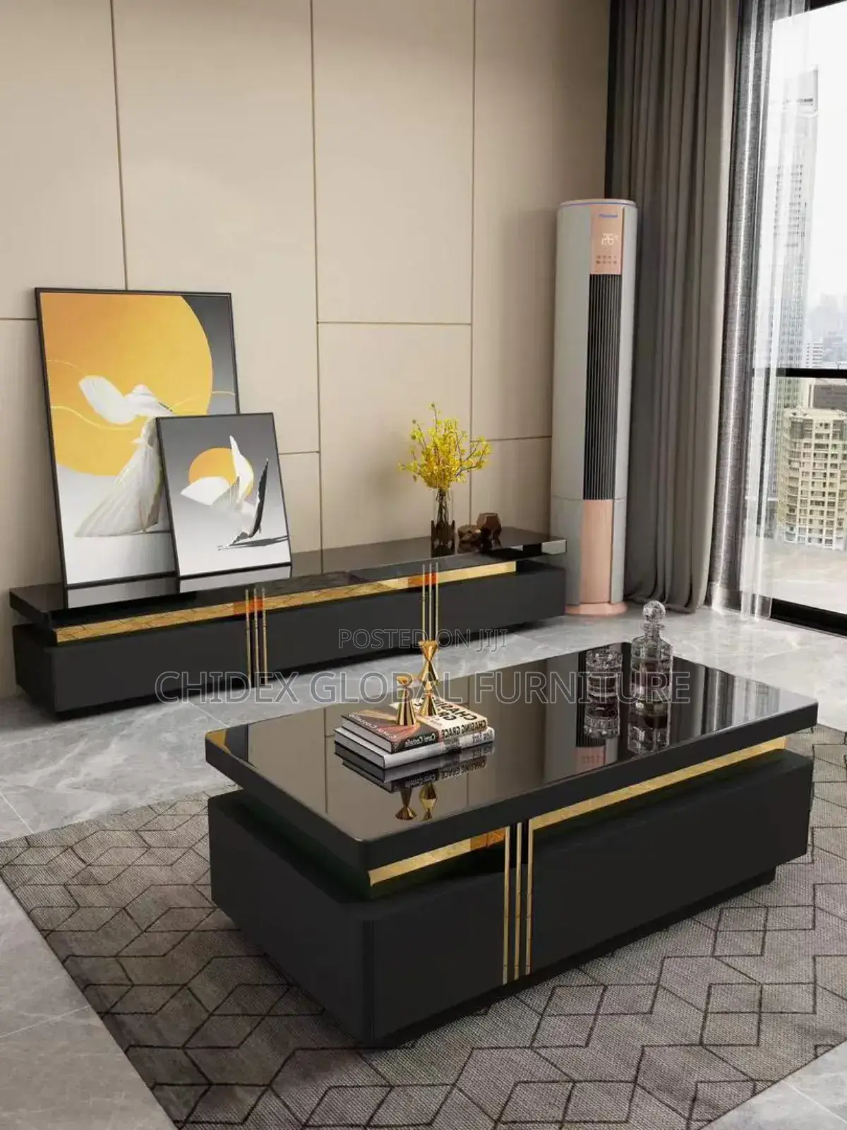 Set of Marble Top Tv Stand and Table