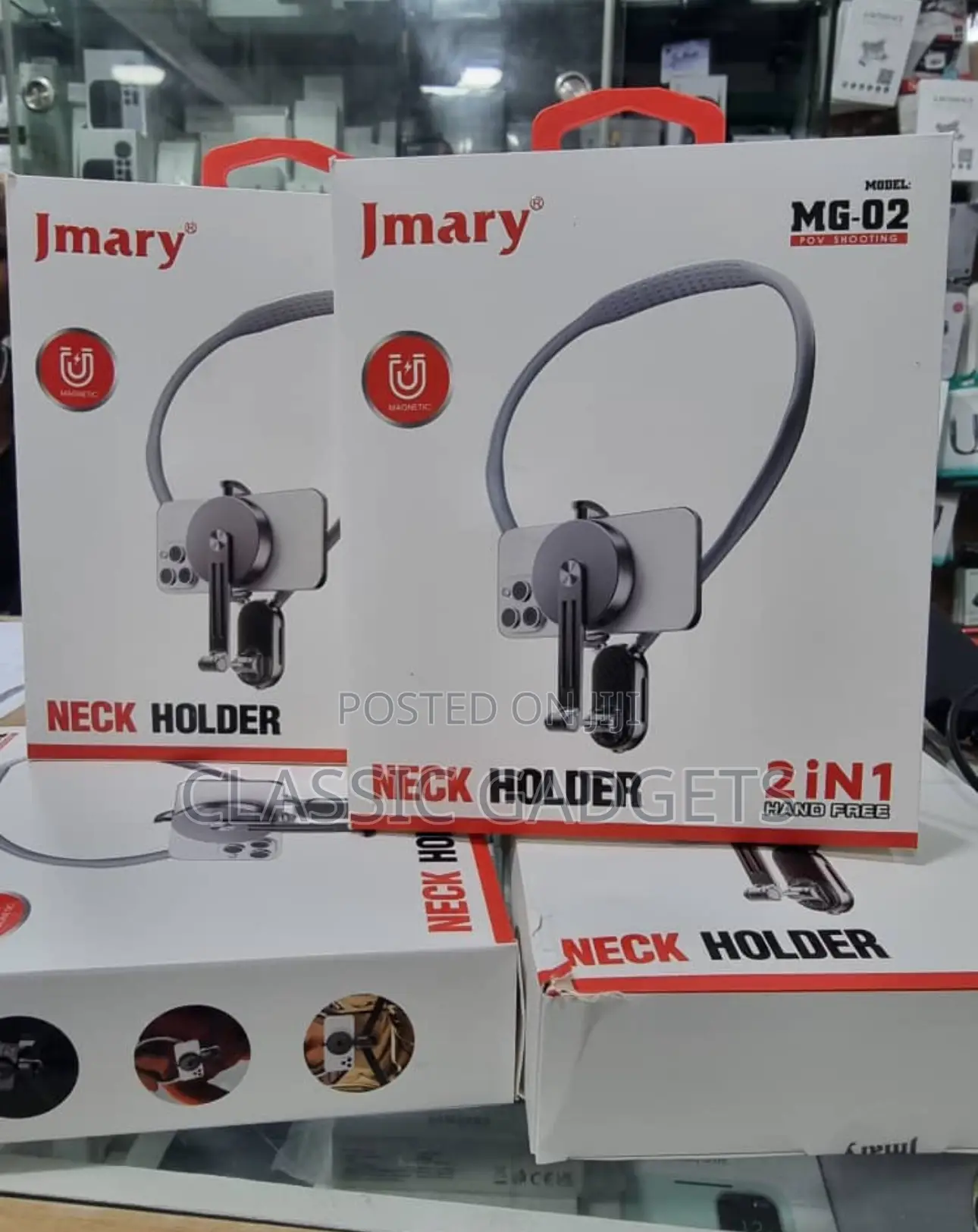 Jmary-Mg-02 2 in 1 Magnetic Neck Phone Holder