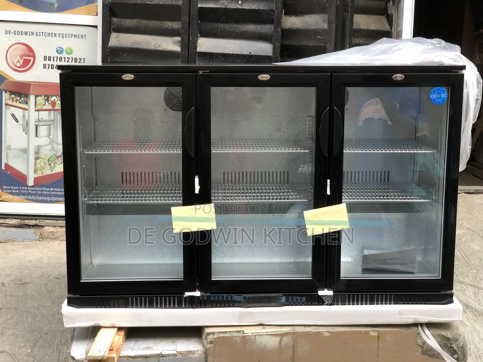 3 Doors Black Under Bar Double Door Chiller