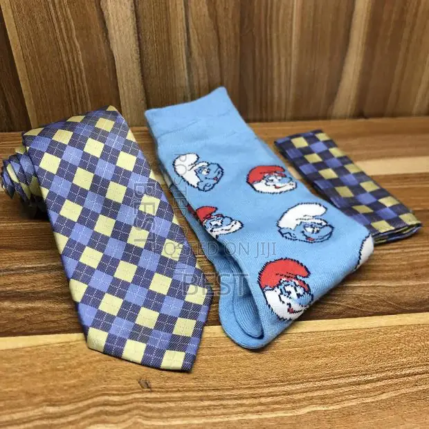 Sky Blue Quality Ties With Socks and Pocket Square