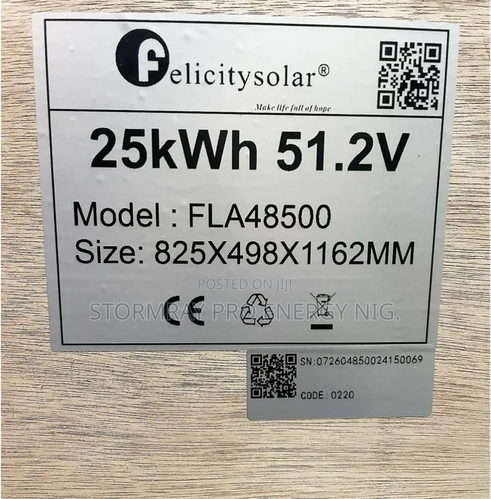 25kwh Felicity Lithium Battery