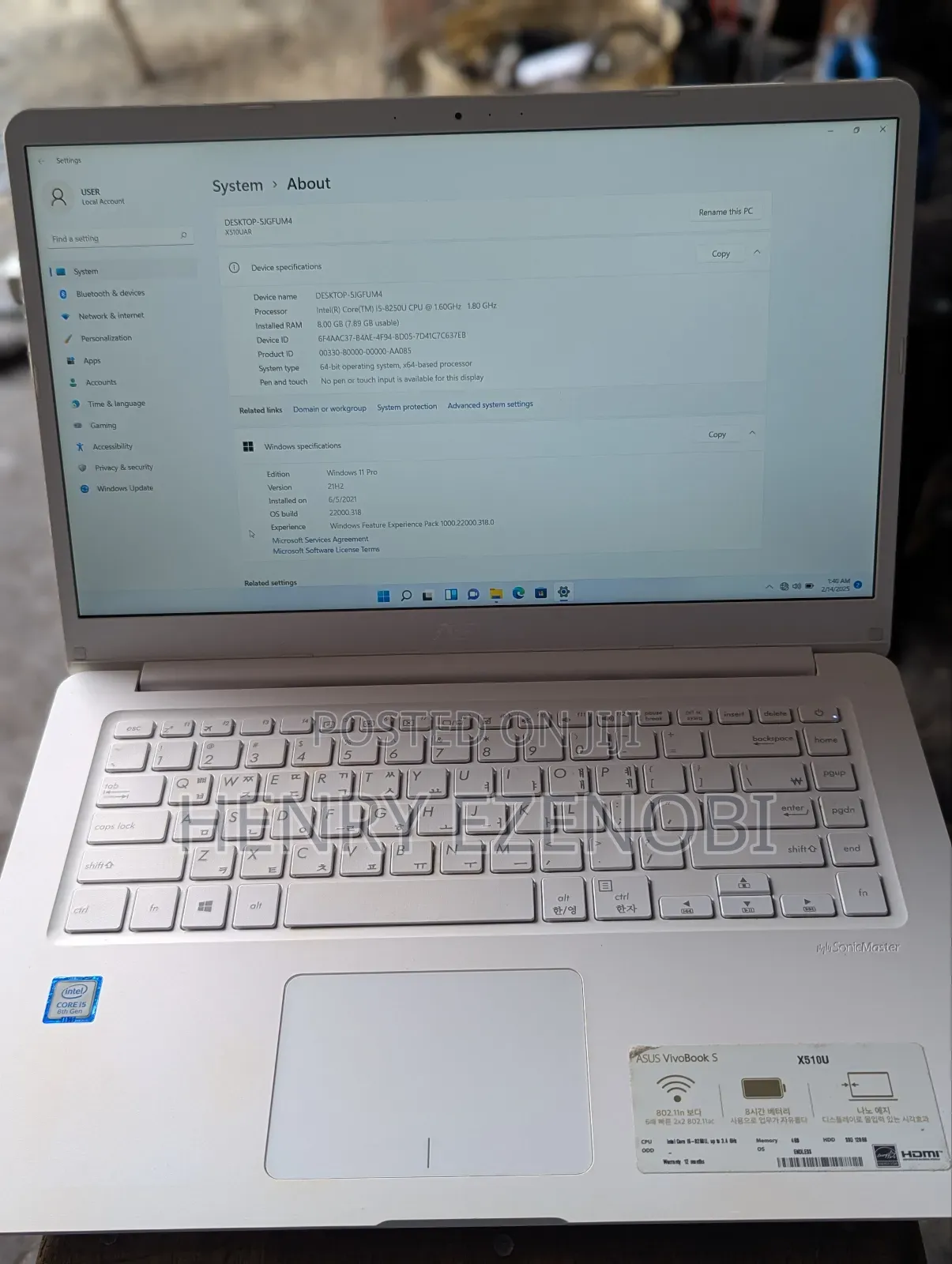 Laptop Asus VivoBook S15 S510UA 8GB Intel Core I5 HDD 500GB