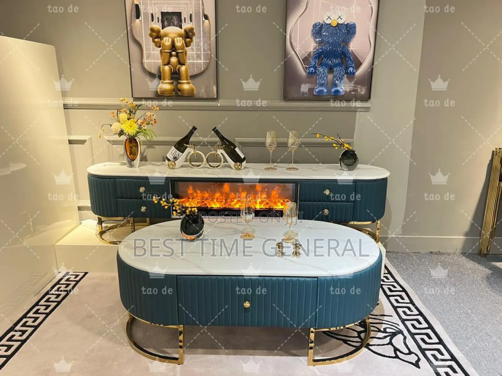 First Klass Fire Frame Set of Tv Stand and Center