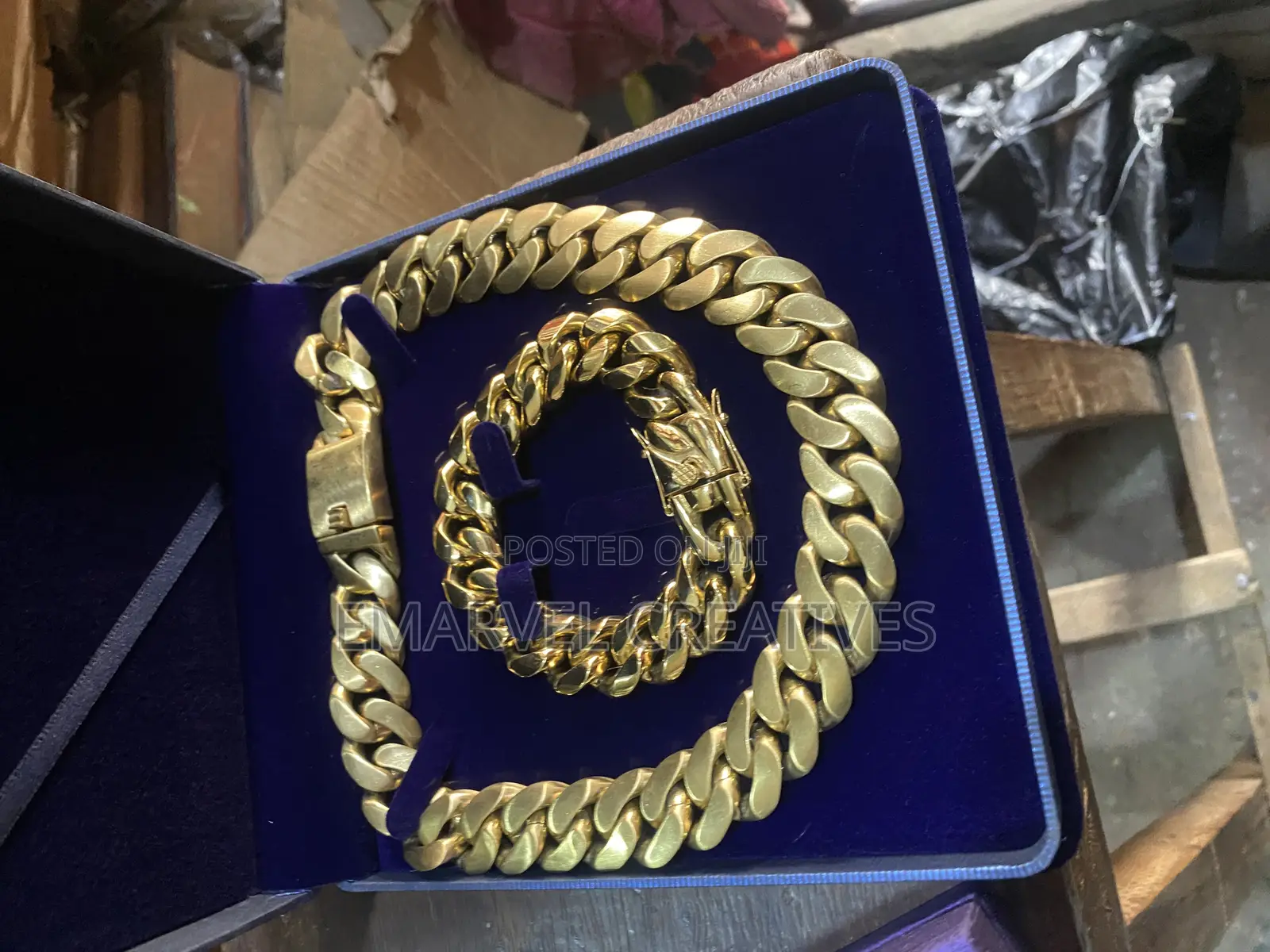 Italian Stainless Steel Thick Cuban Necklace and Hand Chain